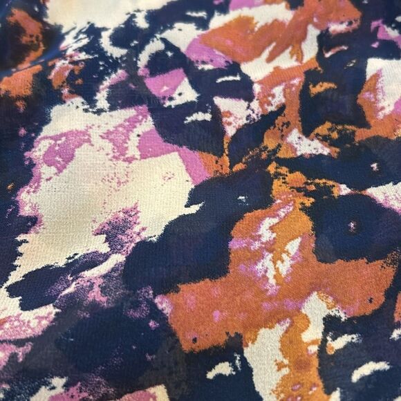 Lily White Chic Multicolor long sleeve sheer Abstract Blouse Size M EUC - Picture 9 of 9